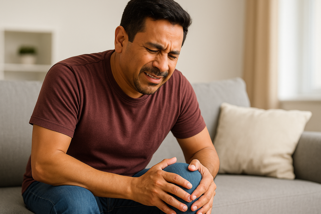 man with knee pain - difference between orthobiologics and traditional surgery
