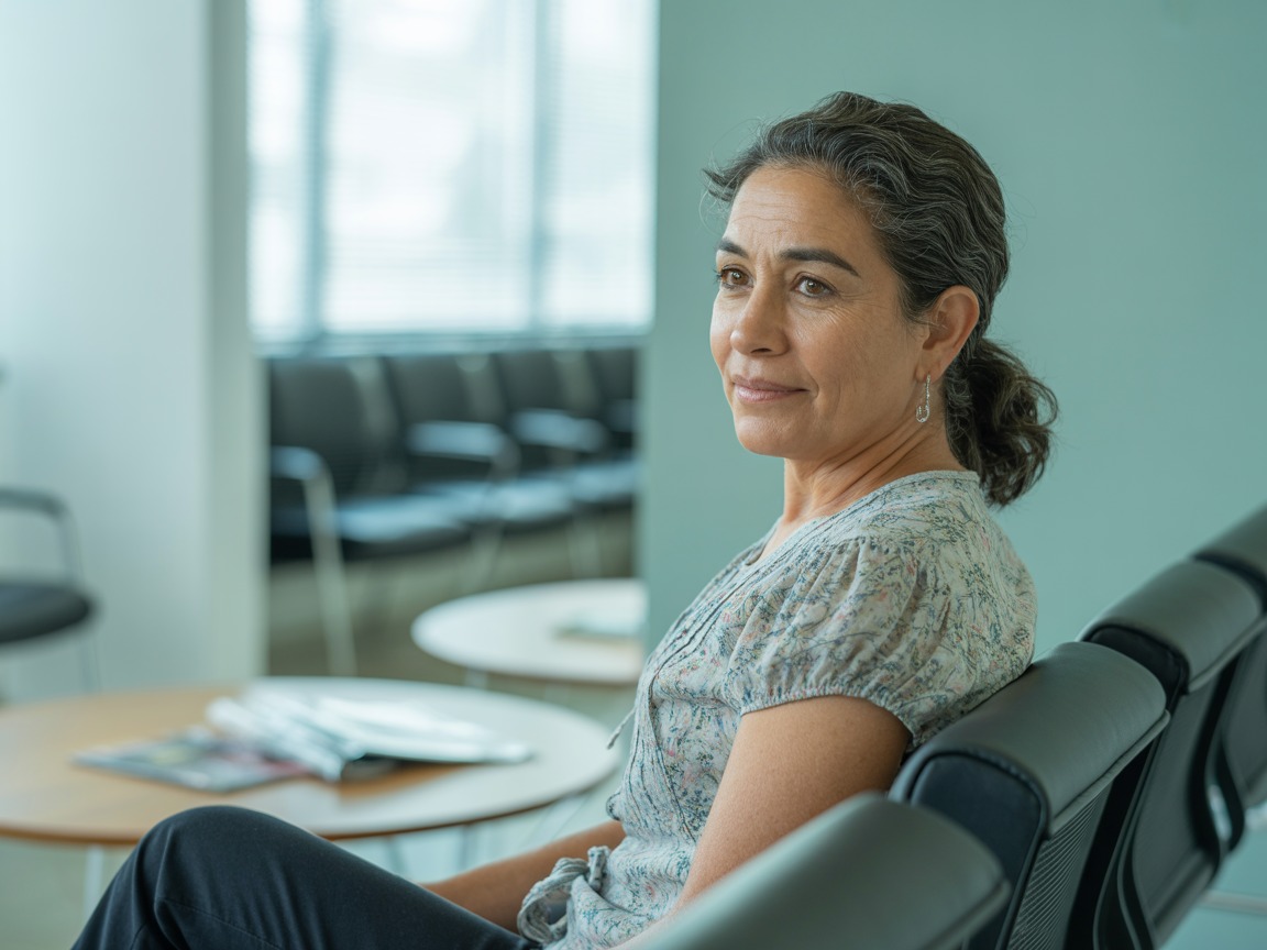 woman in a waiting room - Wart-Like Skin Growth Treatment