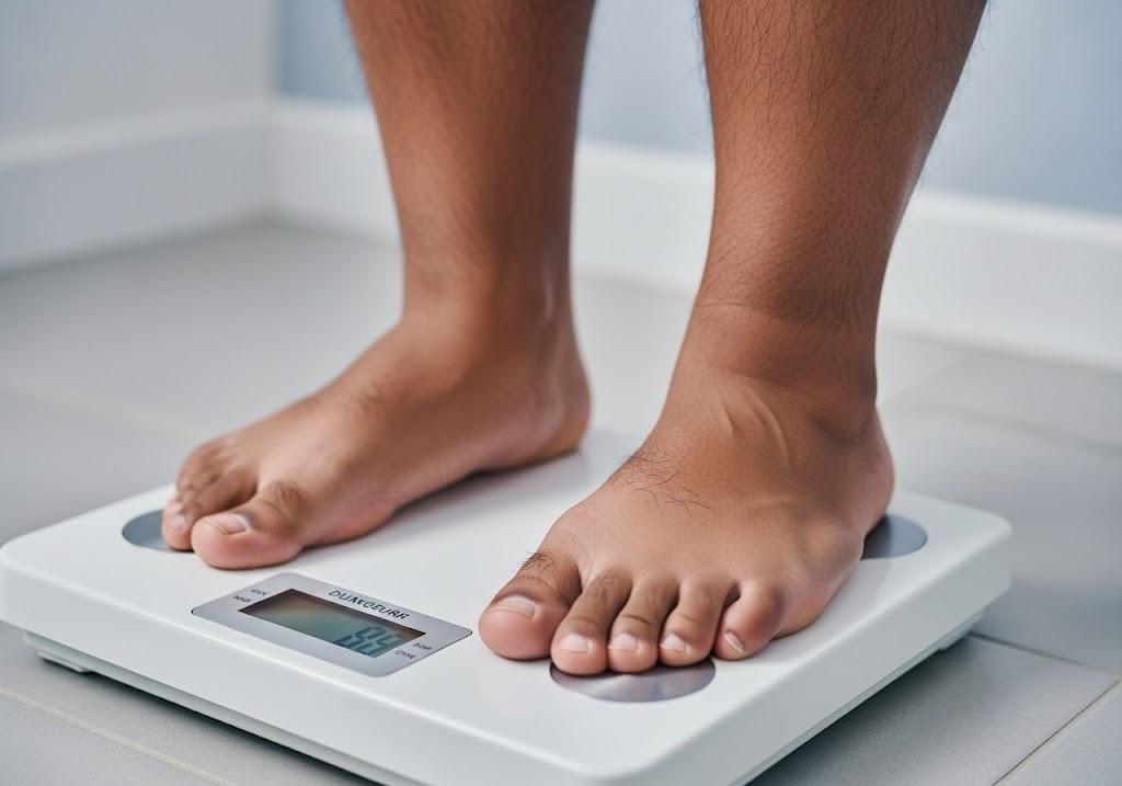 person on weighing scale