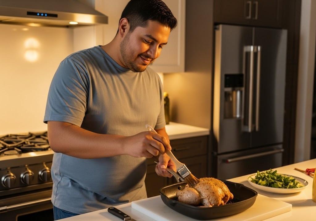 man preparing food in kitchen