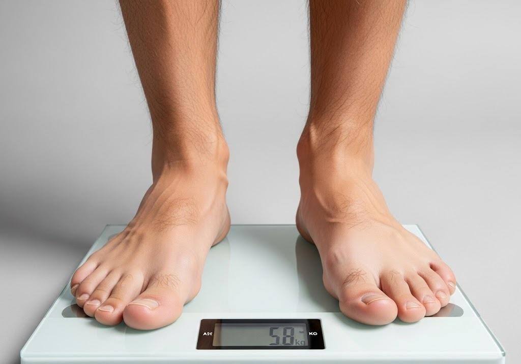 person on weighing scale