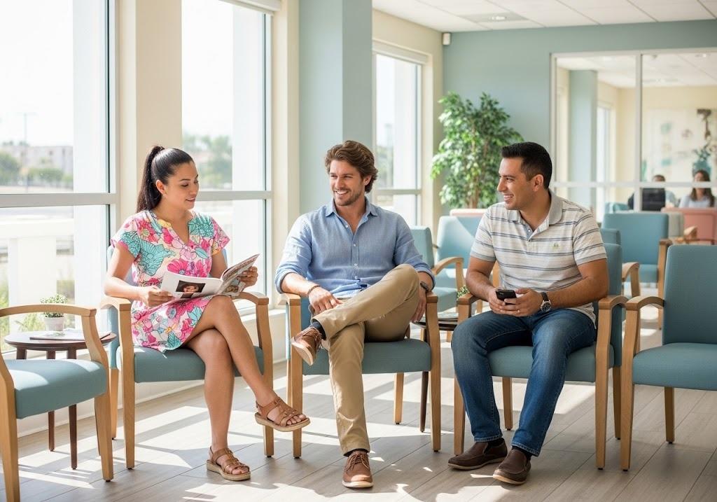 Patients waiting in a clinic lobby for visits with integrative care providers
