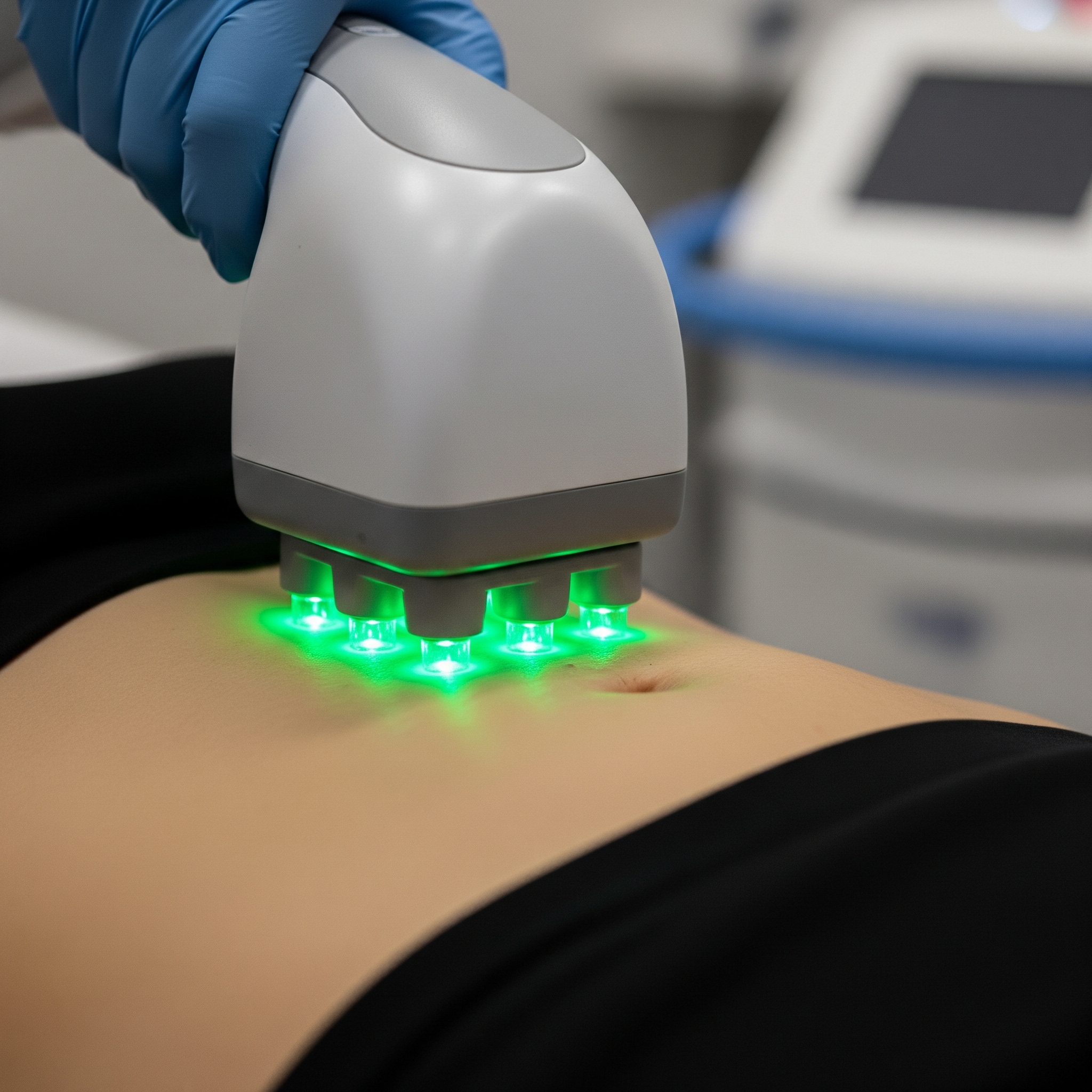 a person receiving laser therapy on their stomach