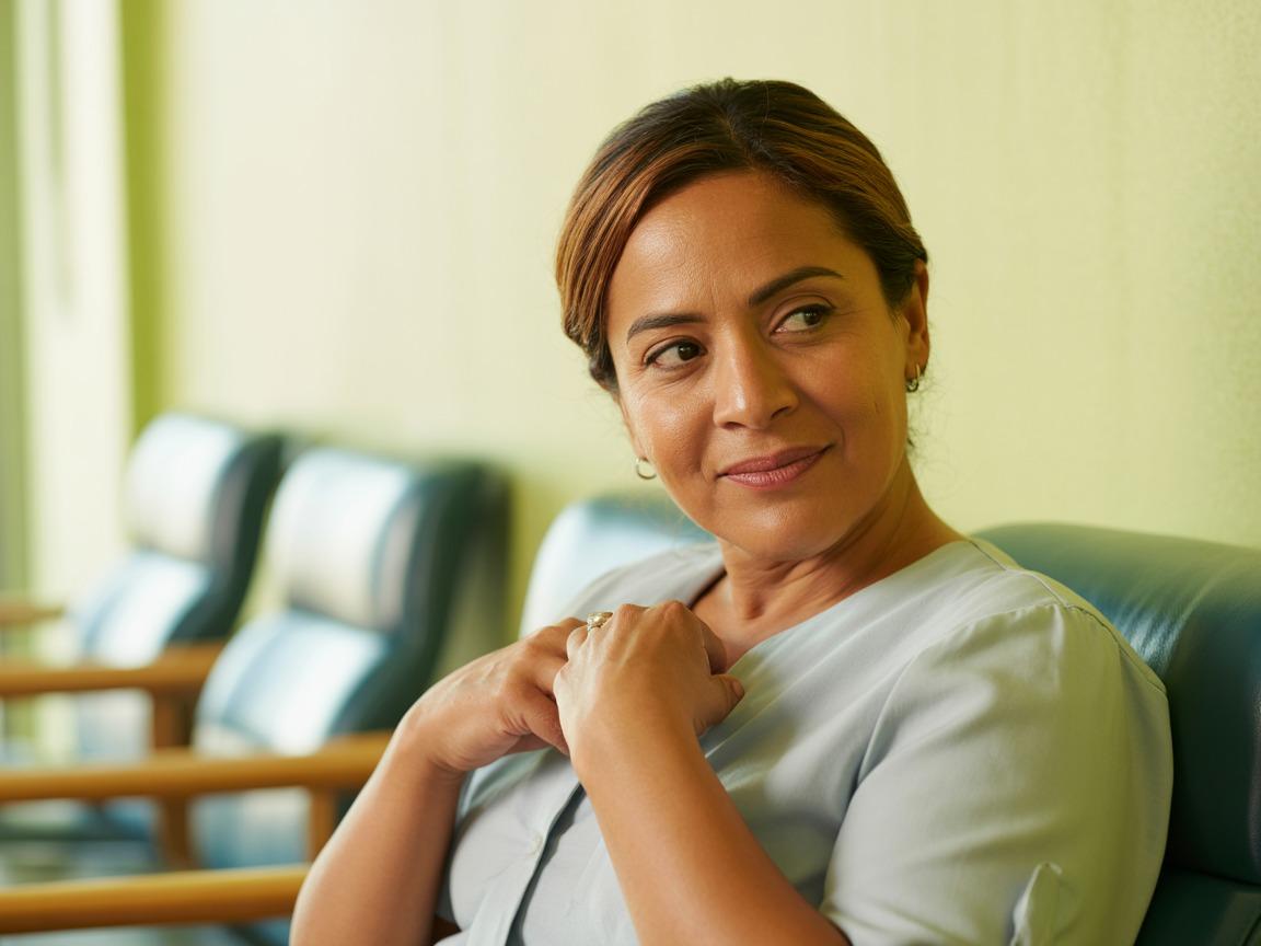 a woman sitting in a chair