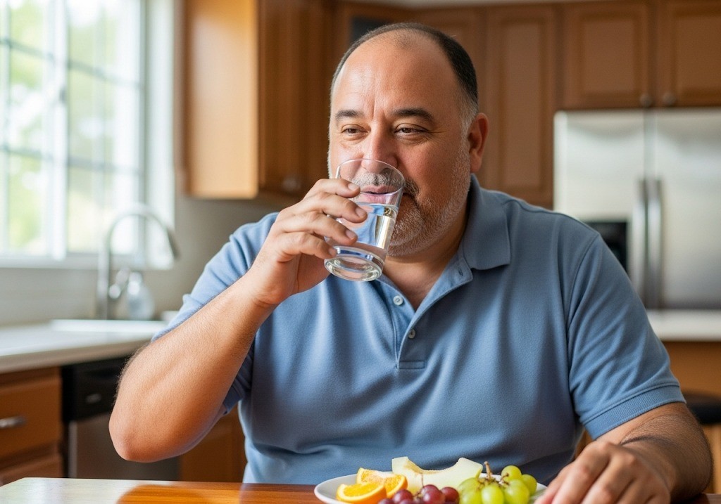 man drinking glass of water