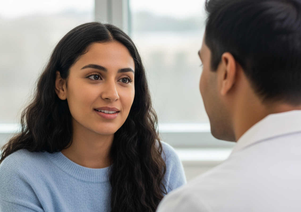 patient talking to doctor