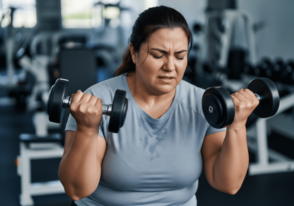 woman struggling to exercise, considering weight loss laser near me