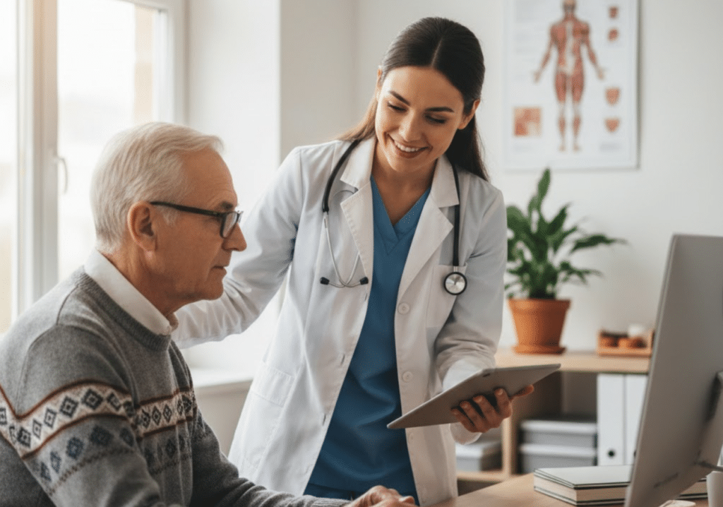 doctor and patient, representing the goal of physician patient trust