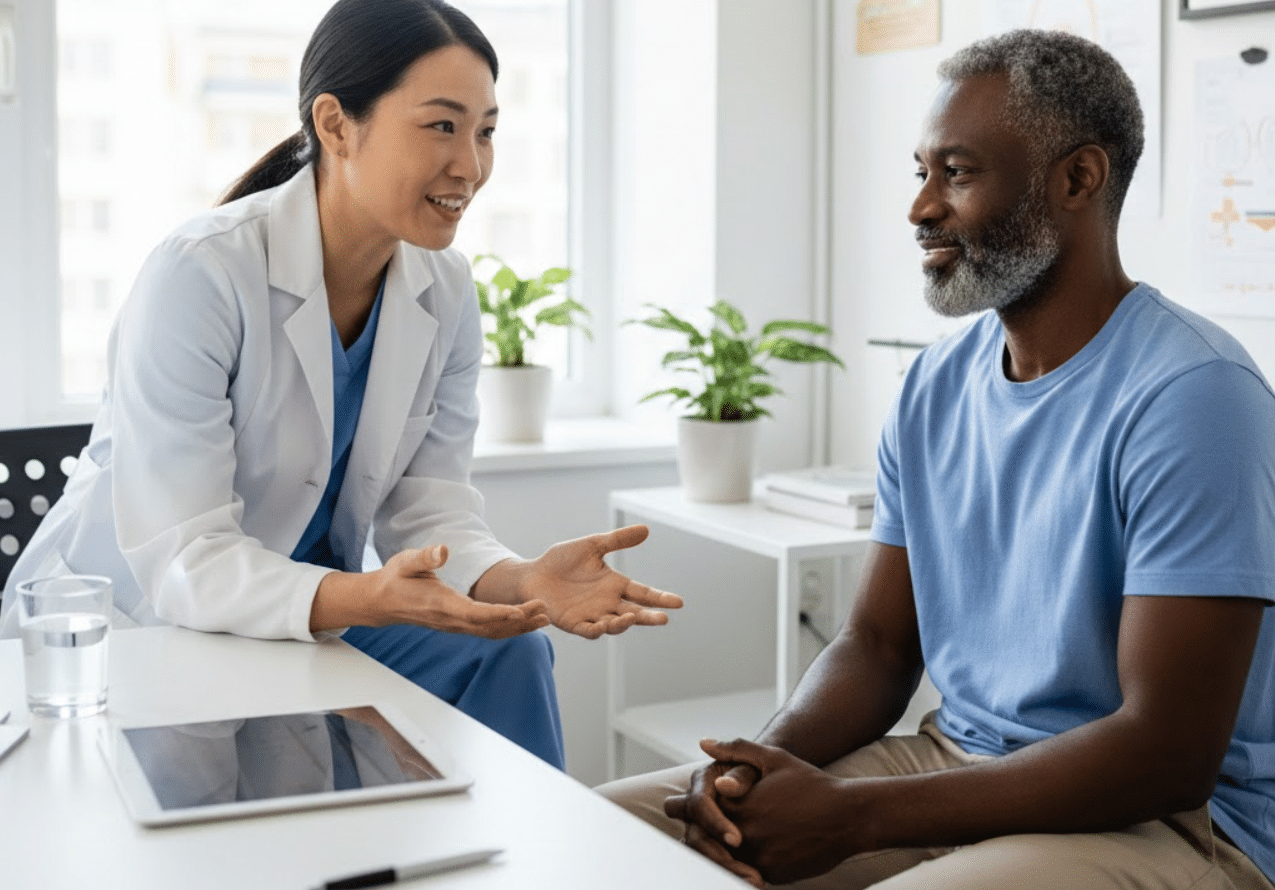 patient and doctor in a clinic