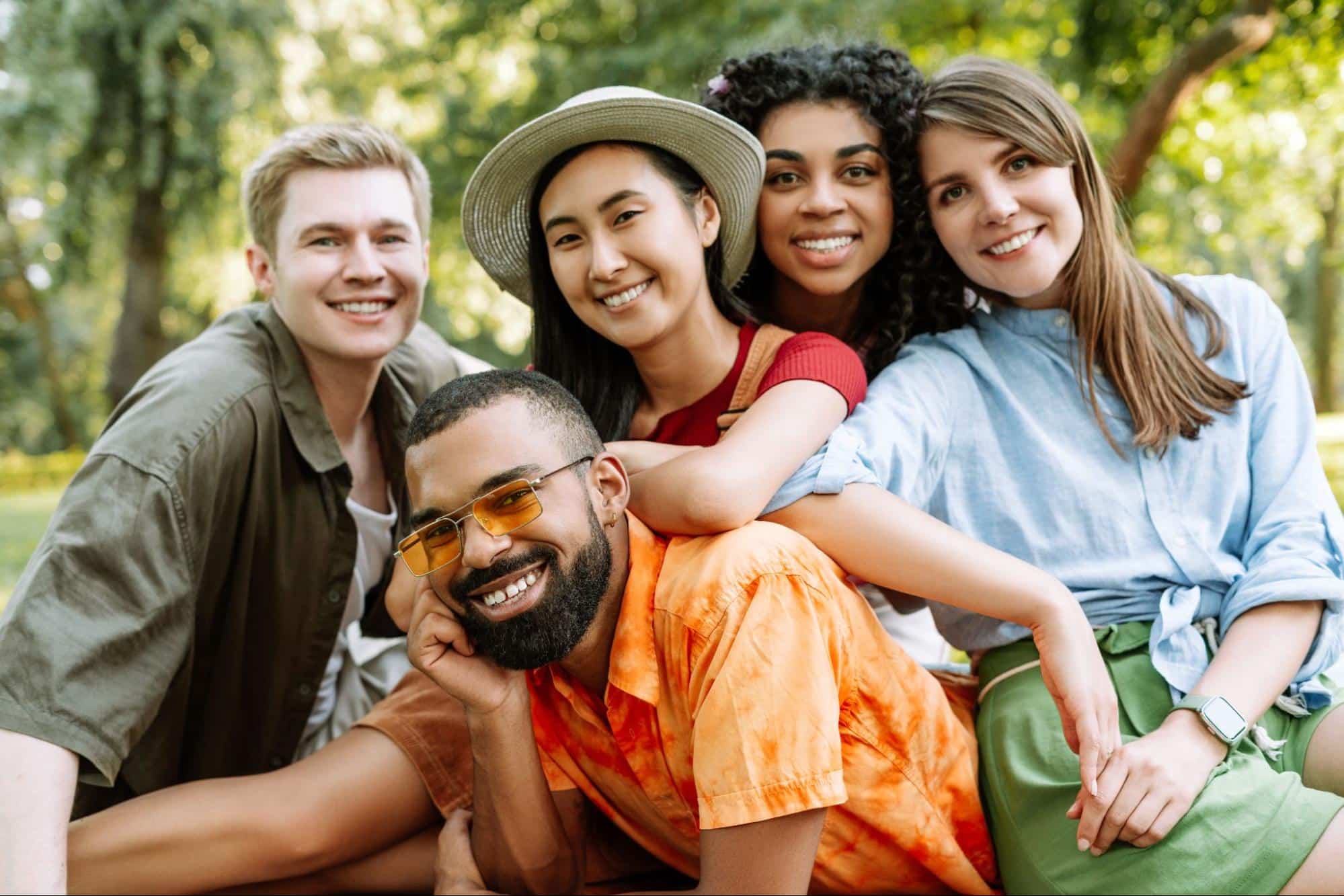 group of friends, smiling