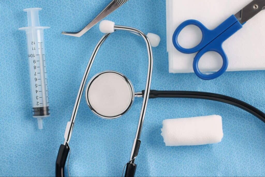 Medical tools and items representing primary care workflow optimization