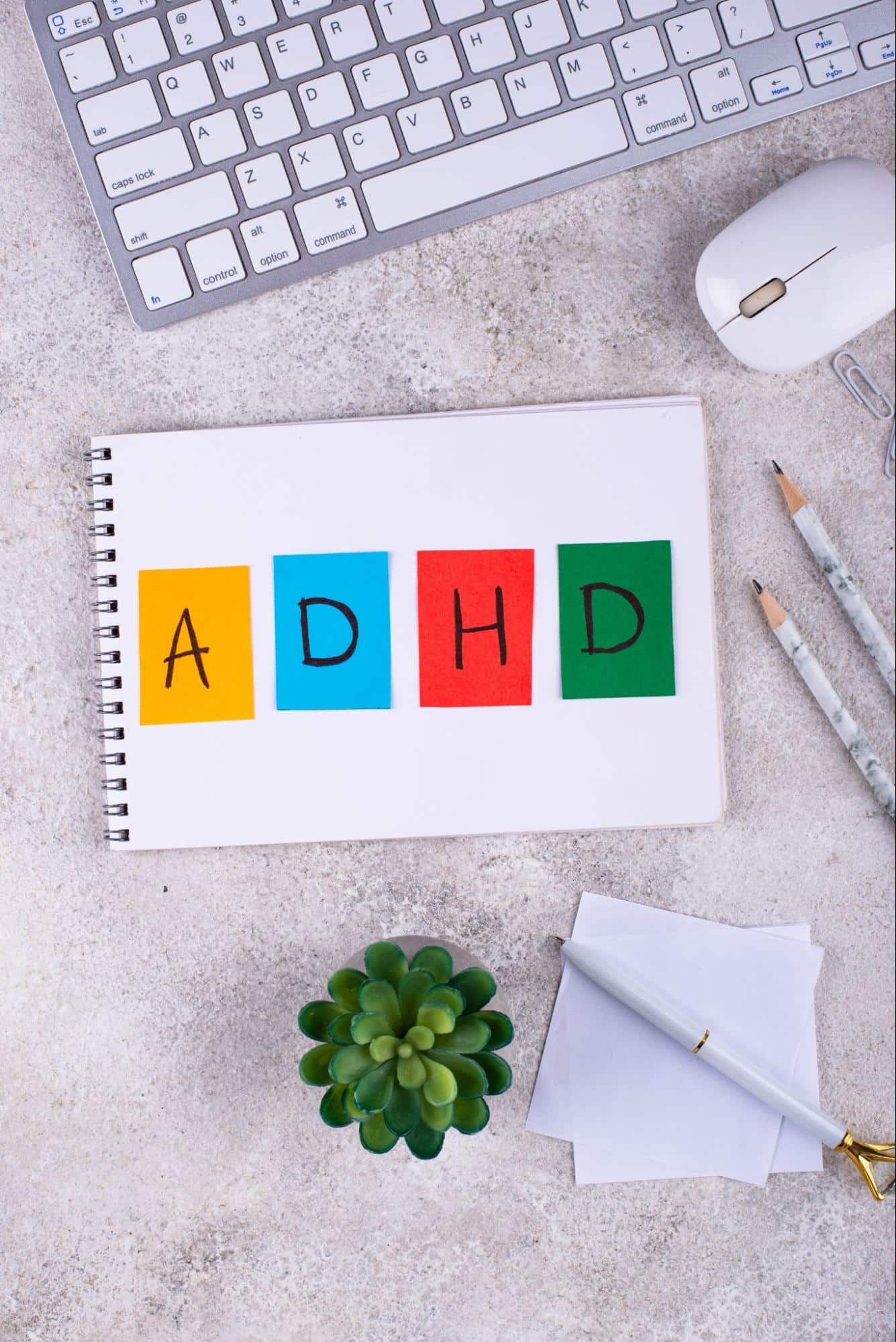 post-its with letters ADHD