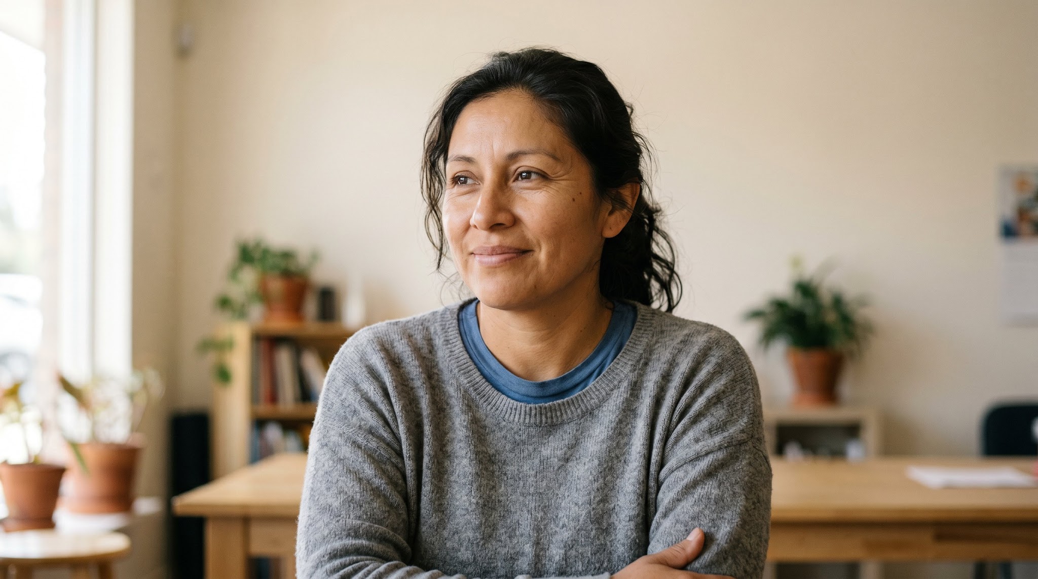 woman looking hopeful