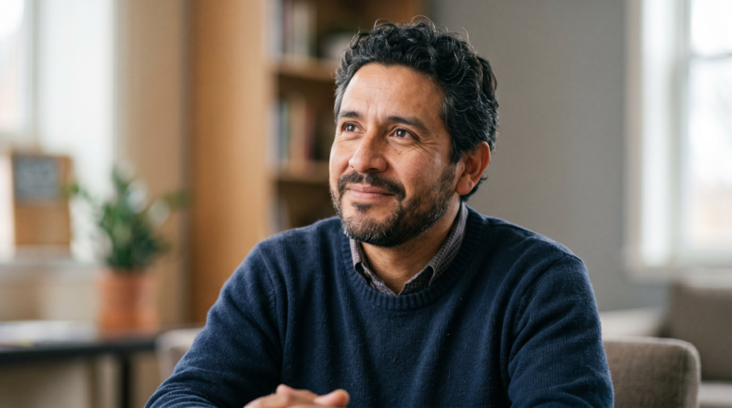 man looking hopeful, representing the effect of Ketamine Therapy in the Rio Grande Valley