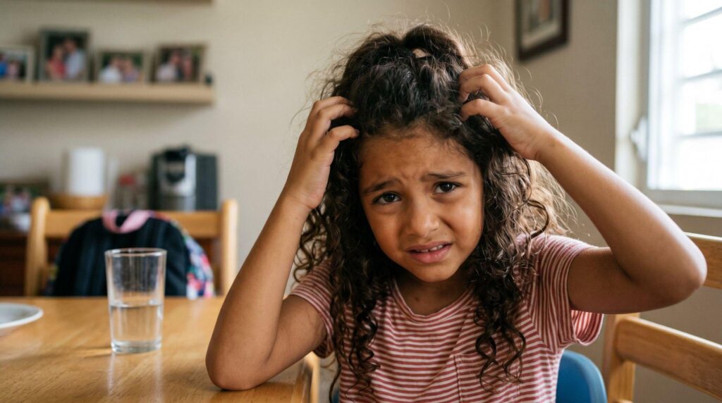 child scratching head, symbolizing the need for a lice clinic near me in the South Texas area