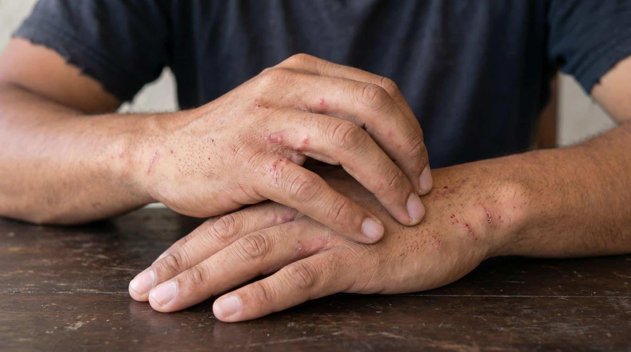 man with rashes