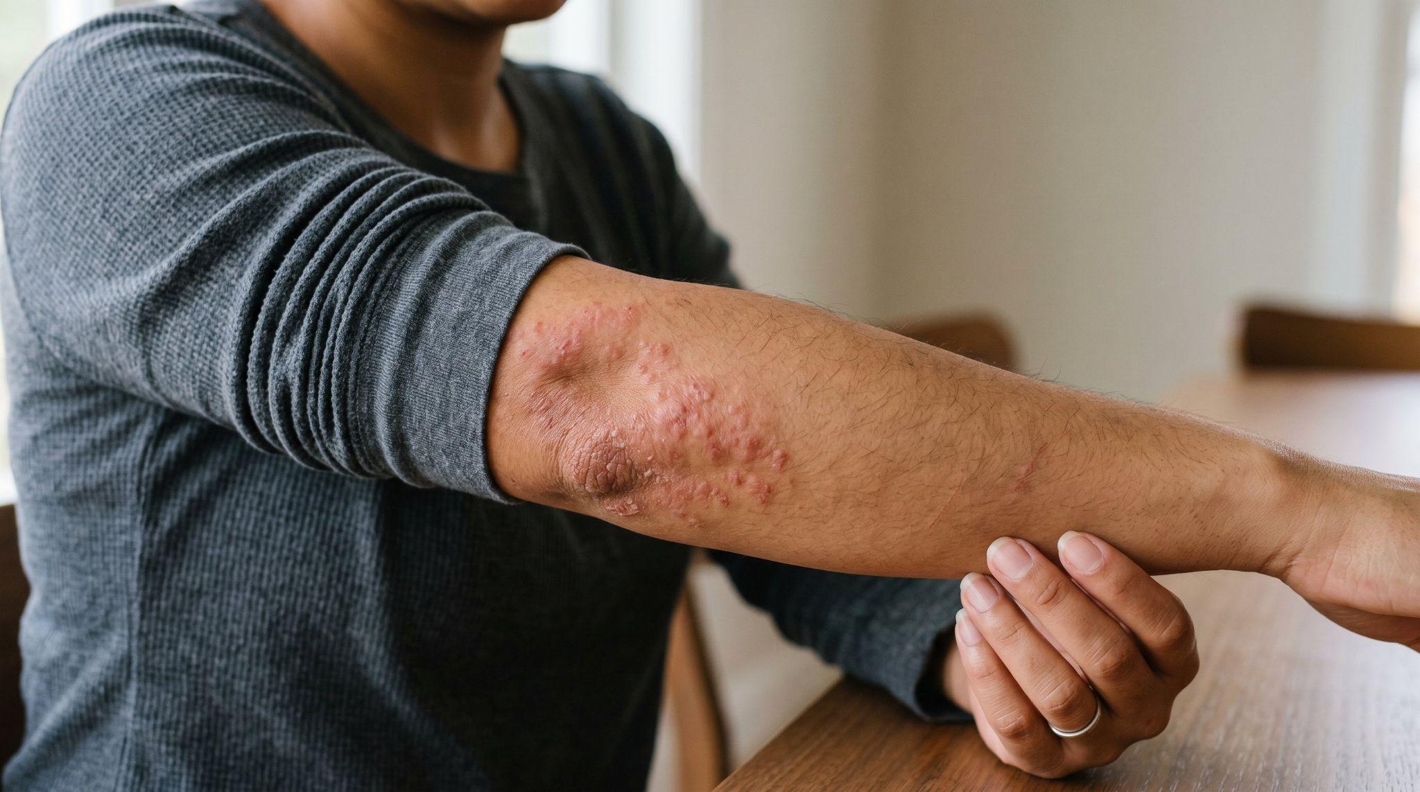 person with rashes on elbow
