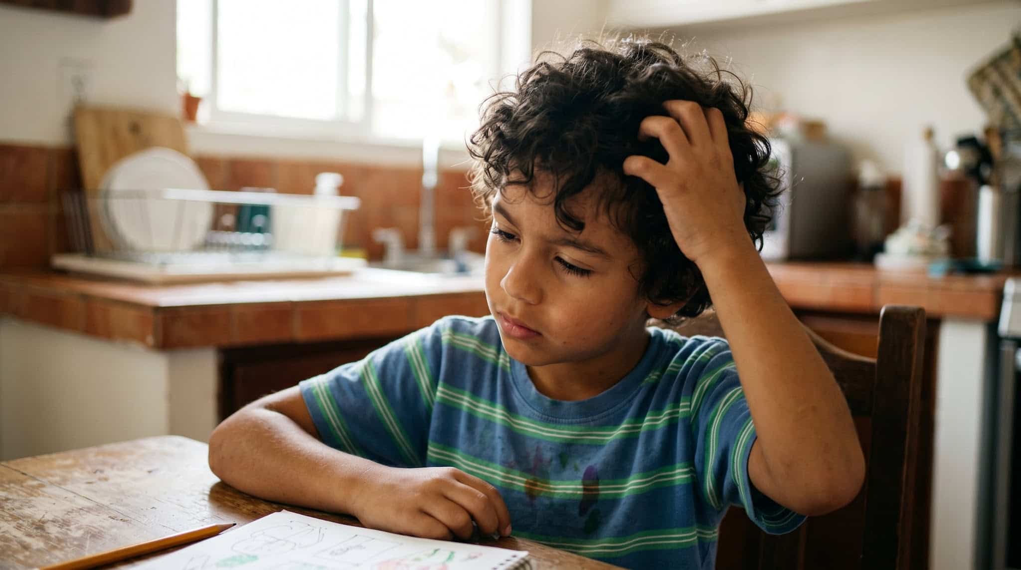child with itchy head