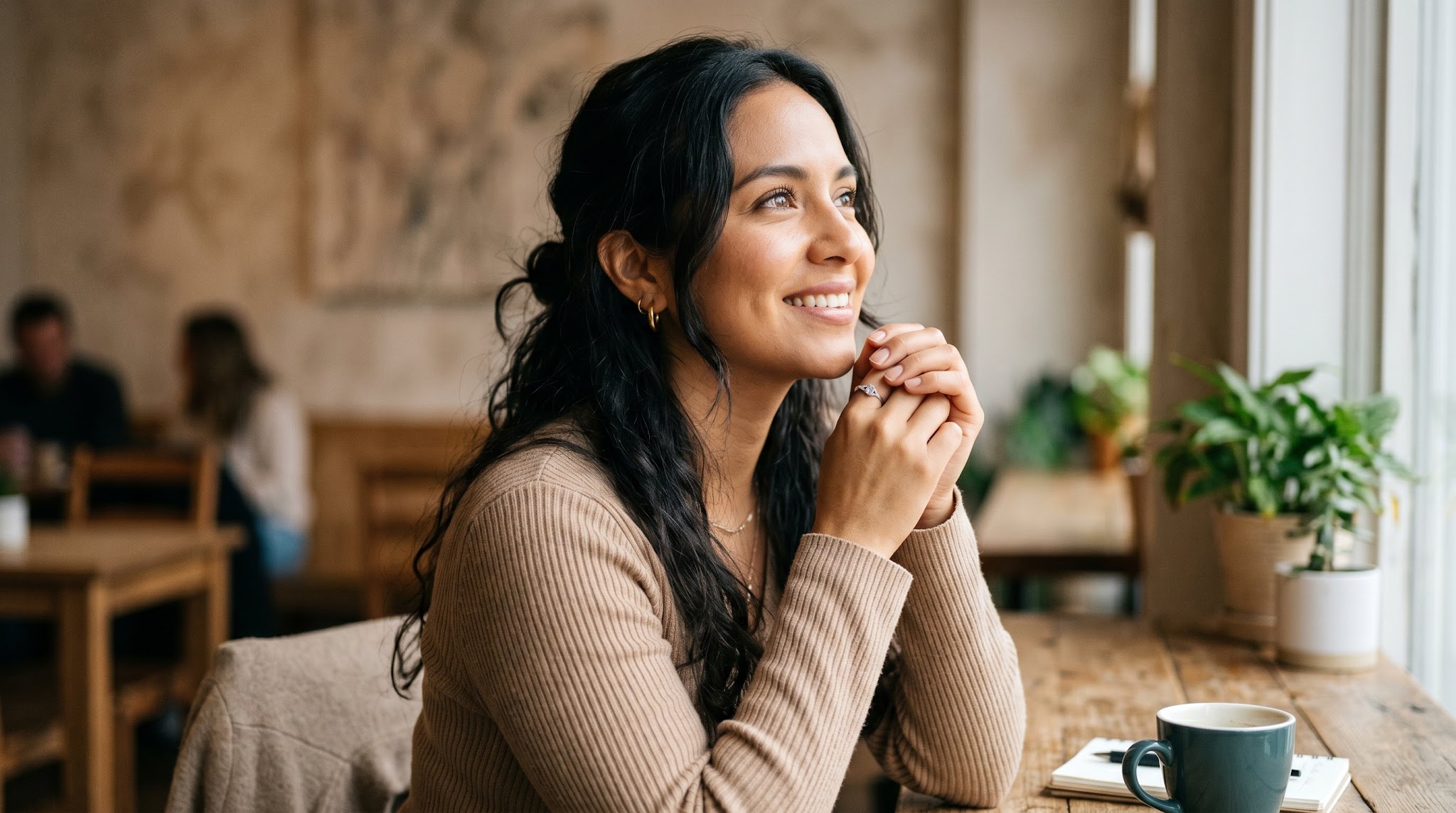woman looking hopeful