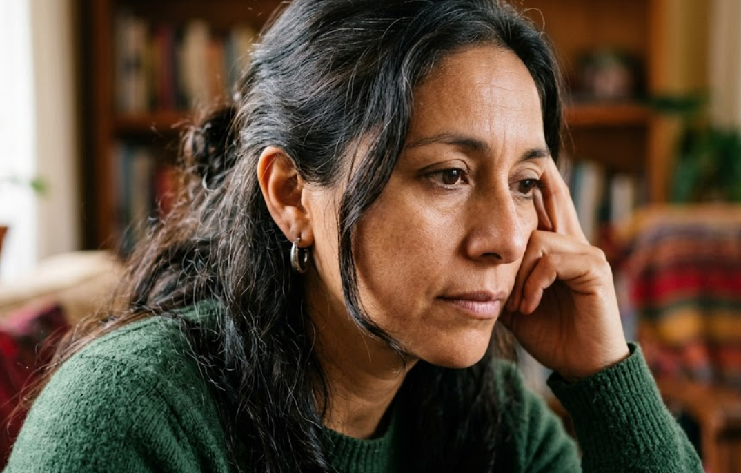 Thoughtful woman considering mental health options