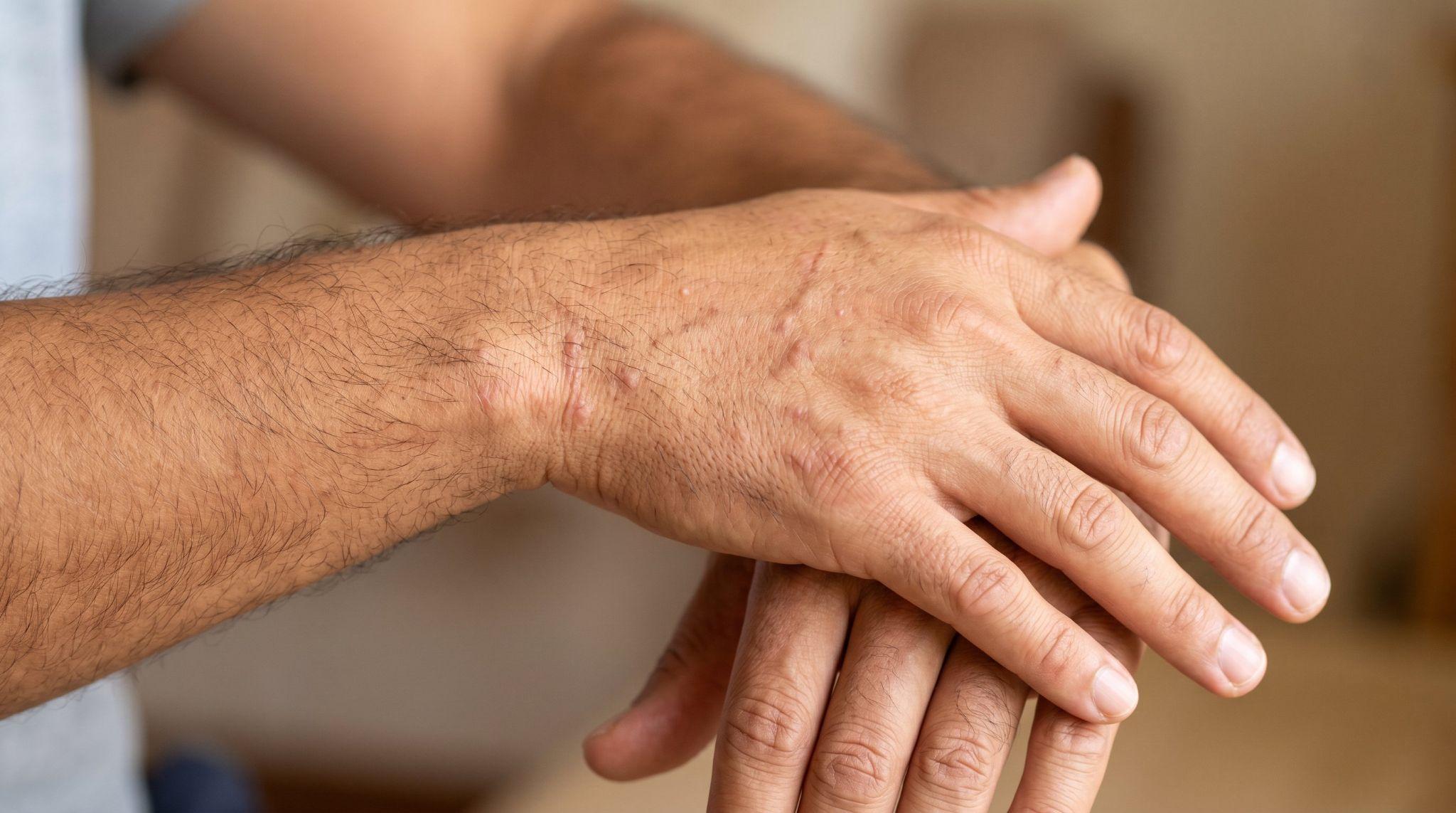 man with mild rash