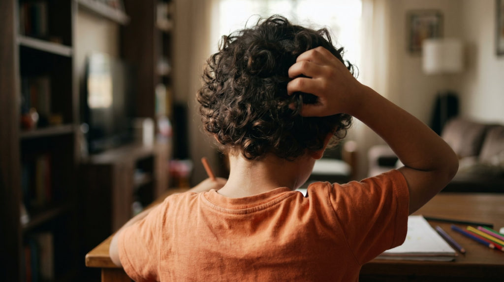 child scratching head, in need of lice treatment near me